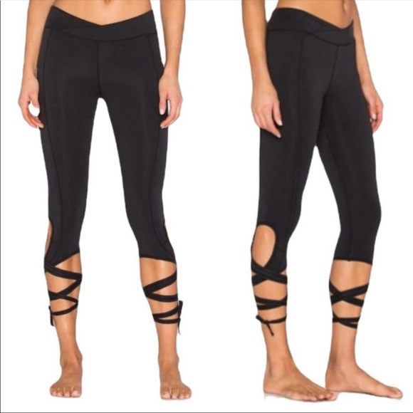 Free People Pants - Free People Movement Turnout Stretch Yoga Tie Ankle Black Leggings Size Small